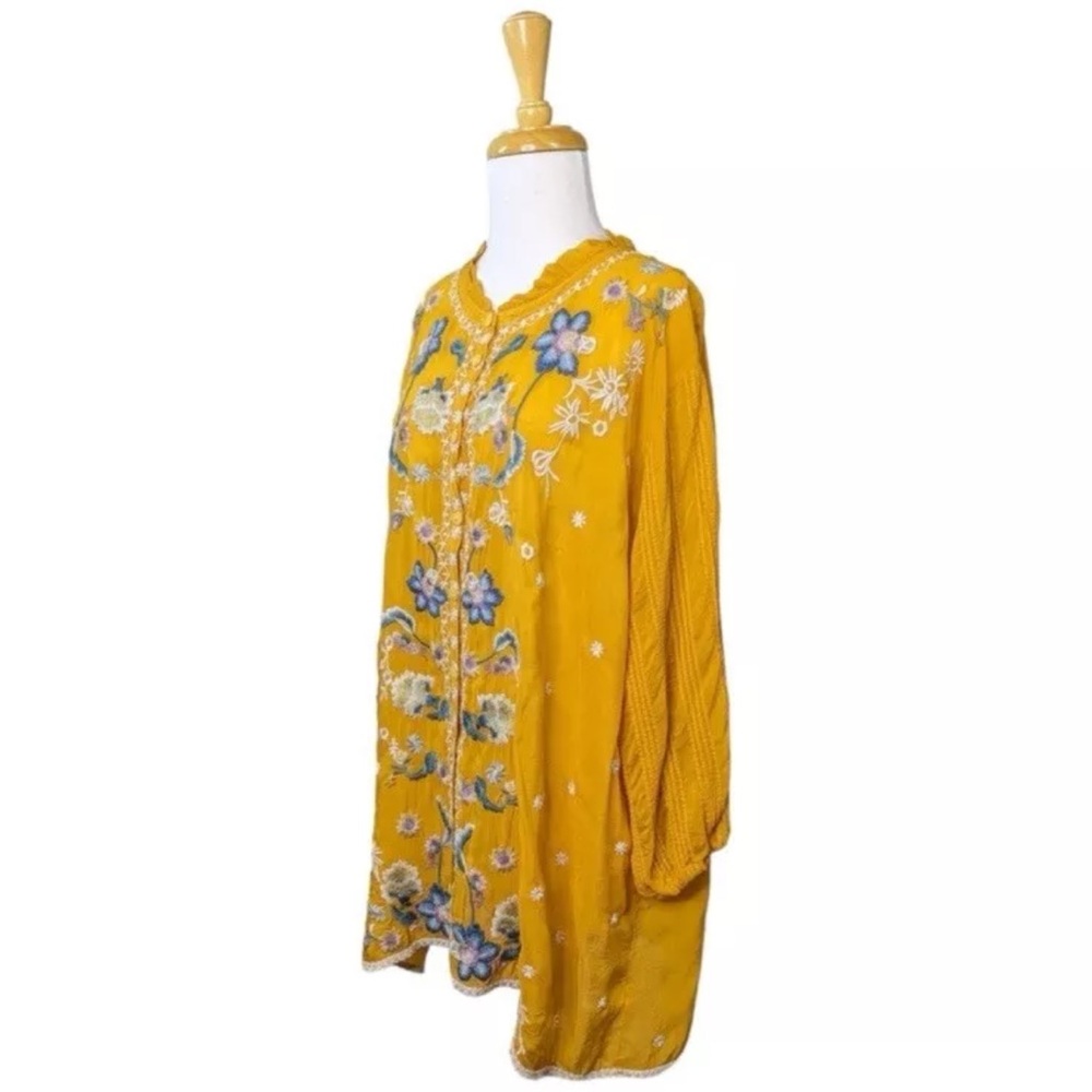 RARE Johnny Was Tove Tove Yellow Floral Embroidered Button Down BlouseSz S XC - Picture 6 of 13
